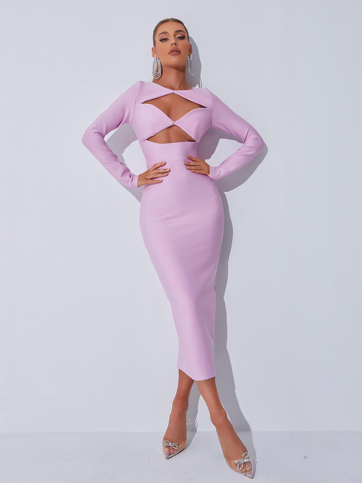 Isobel Long Sleeve Cutout Bandage Dress - Mew Mews Fashion