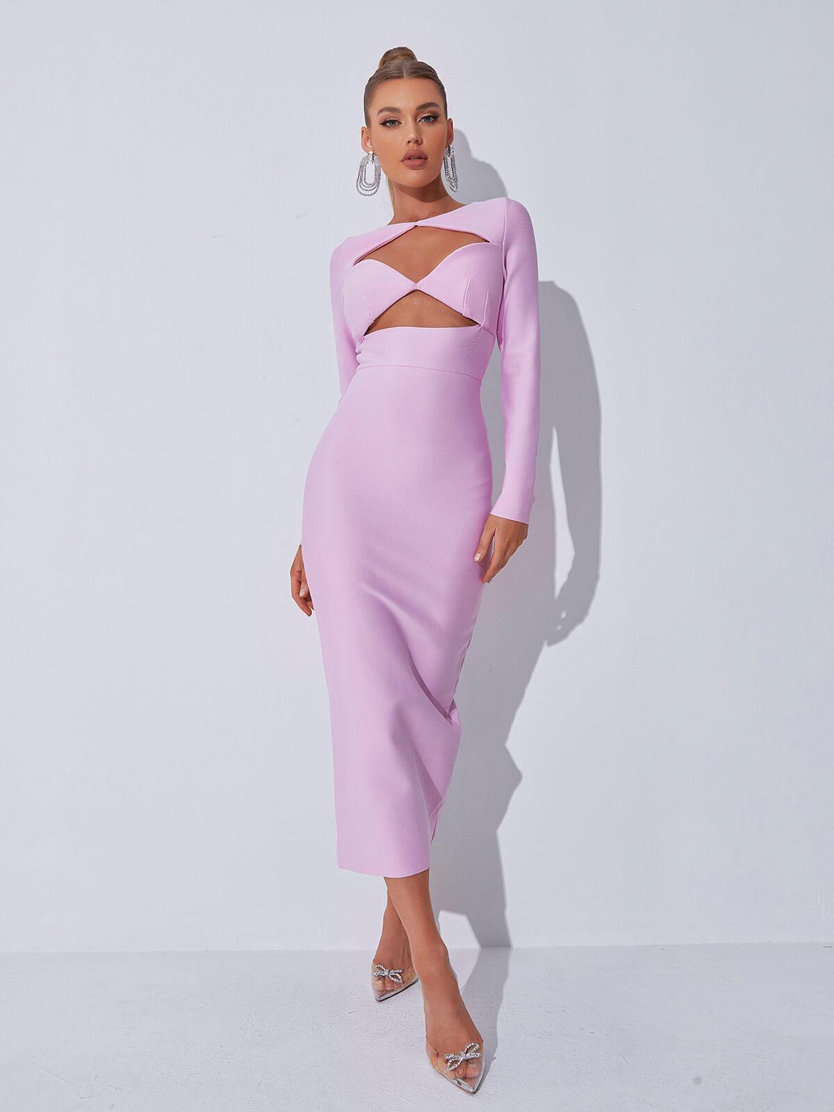 Isobel Long Sleeve Cutout Bandage Dress - Mew Mews Fashion