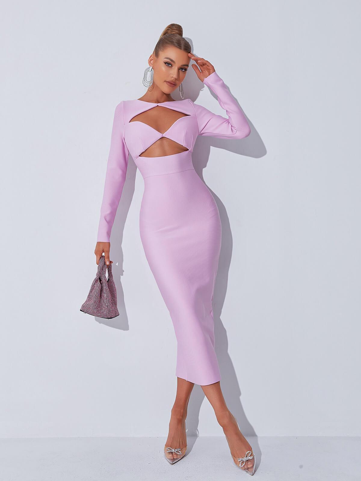 Isobel Long Sleeve Cutout Bandage Dress - Mew Mews Fashion