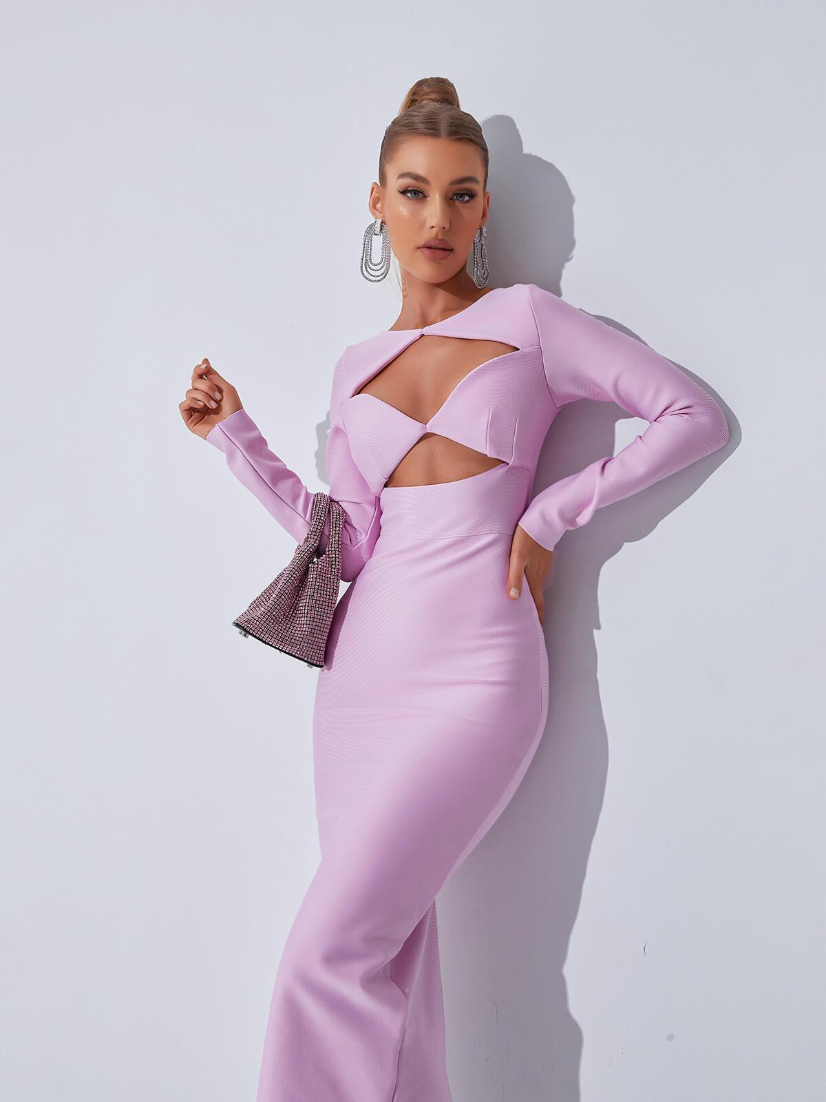 Isobel Long Sleeve Cutout Bandage Dress - Mew Mews Fashion