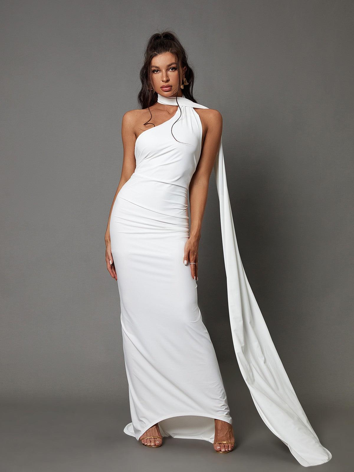 Jade Backless Maxi Dress In White - Mew Mews Fashion