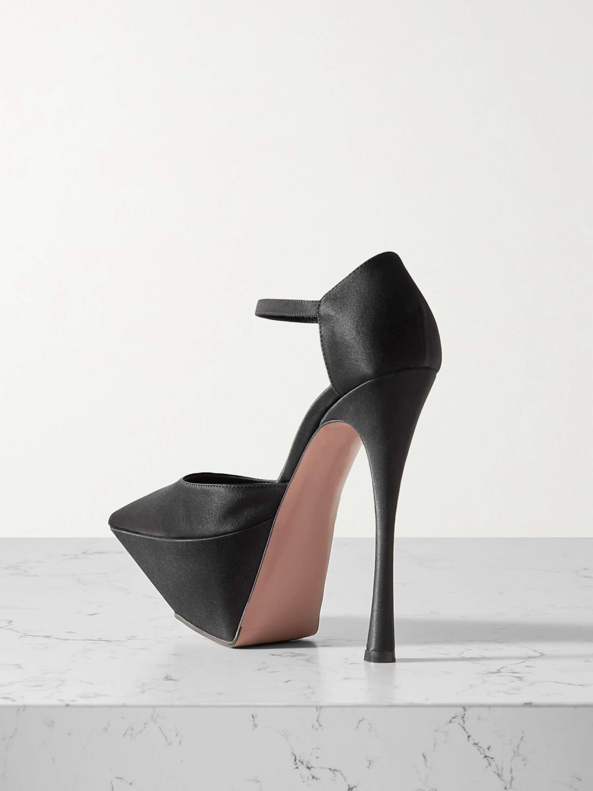 Janet Satin Platform Pumps In Black - Mew Mews Fashion