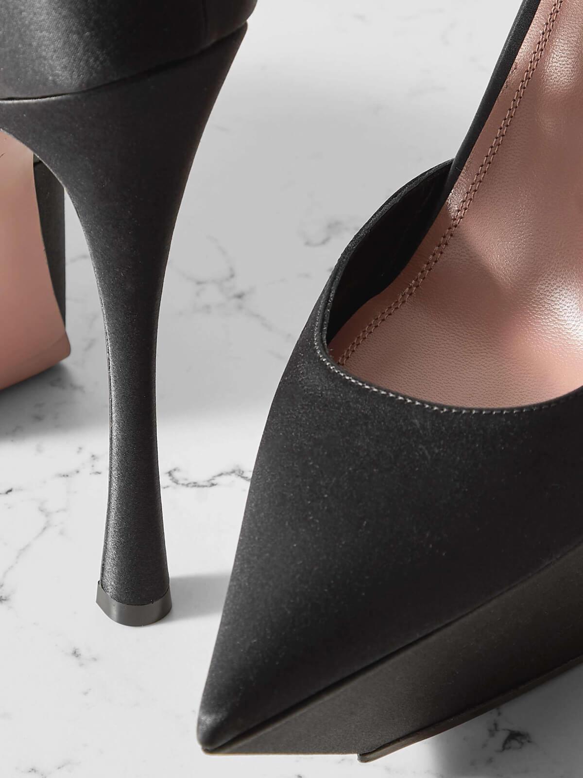Janet Satin Platform Pumps In Black - Mew Mews Fashion