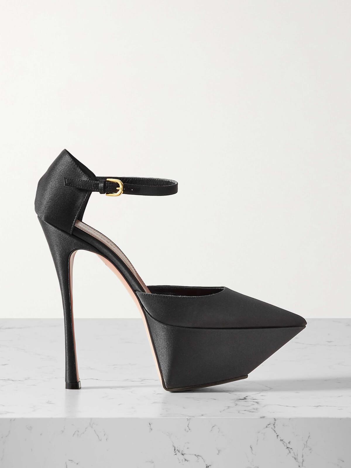 Janet Satin Platform Pumps In Black - Mew Mews Fashion