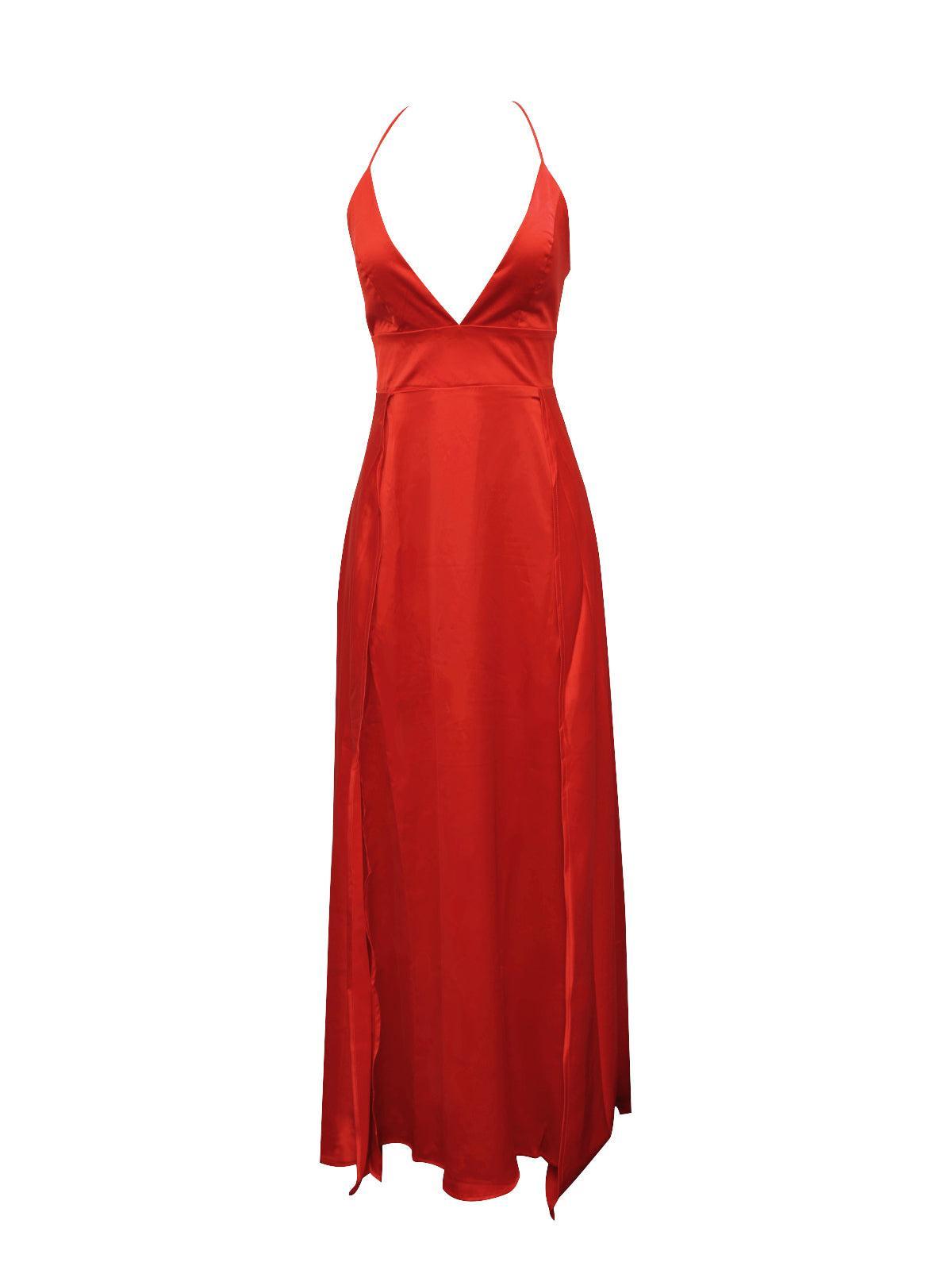 Jezebel Satin Plunge Split Maxi Dress - Mew Mews Fashion