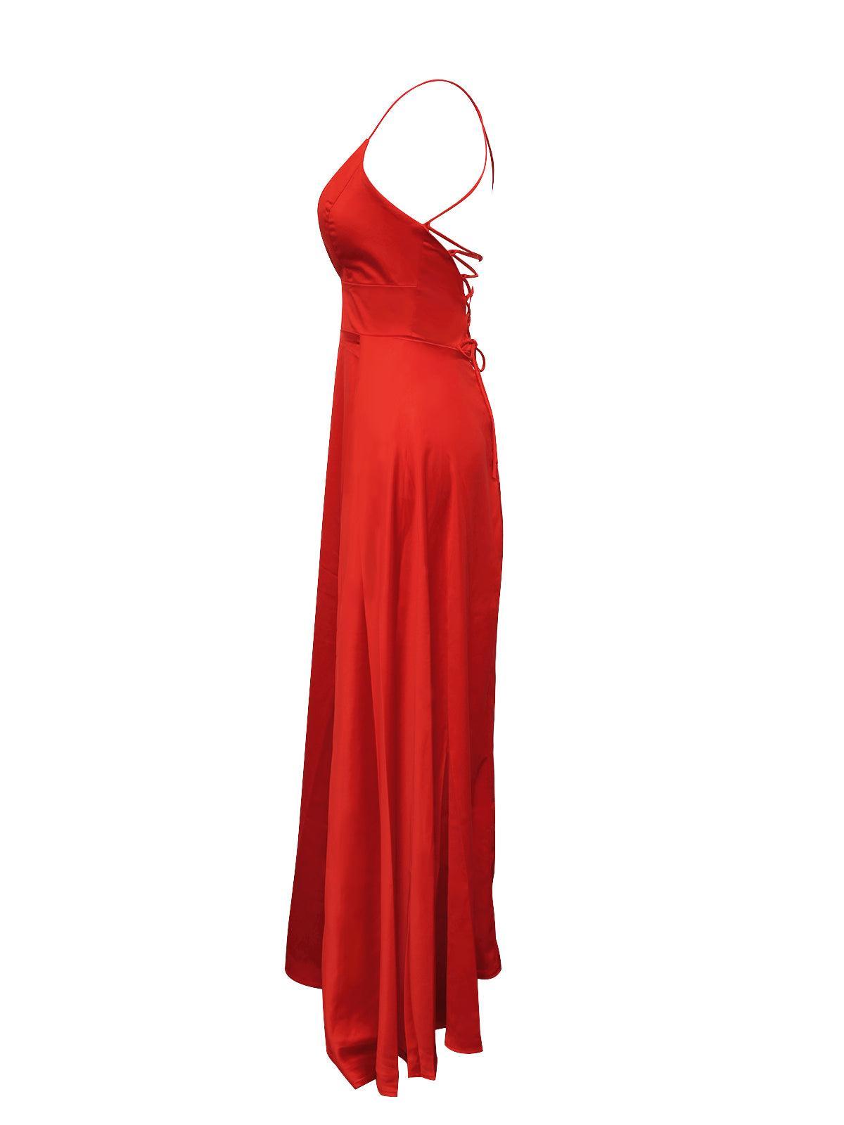 Jezebel Satin Plunge Split Maxi Dress - Mew Mews Fashion