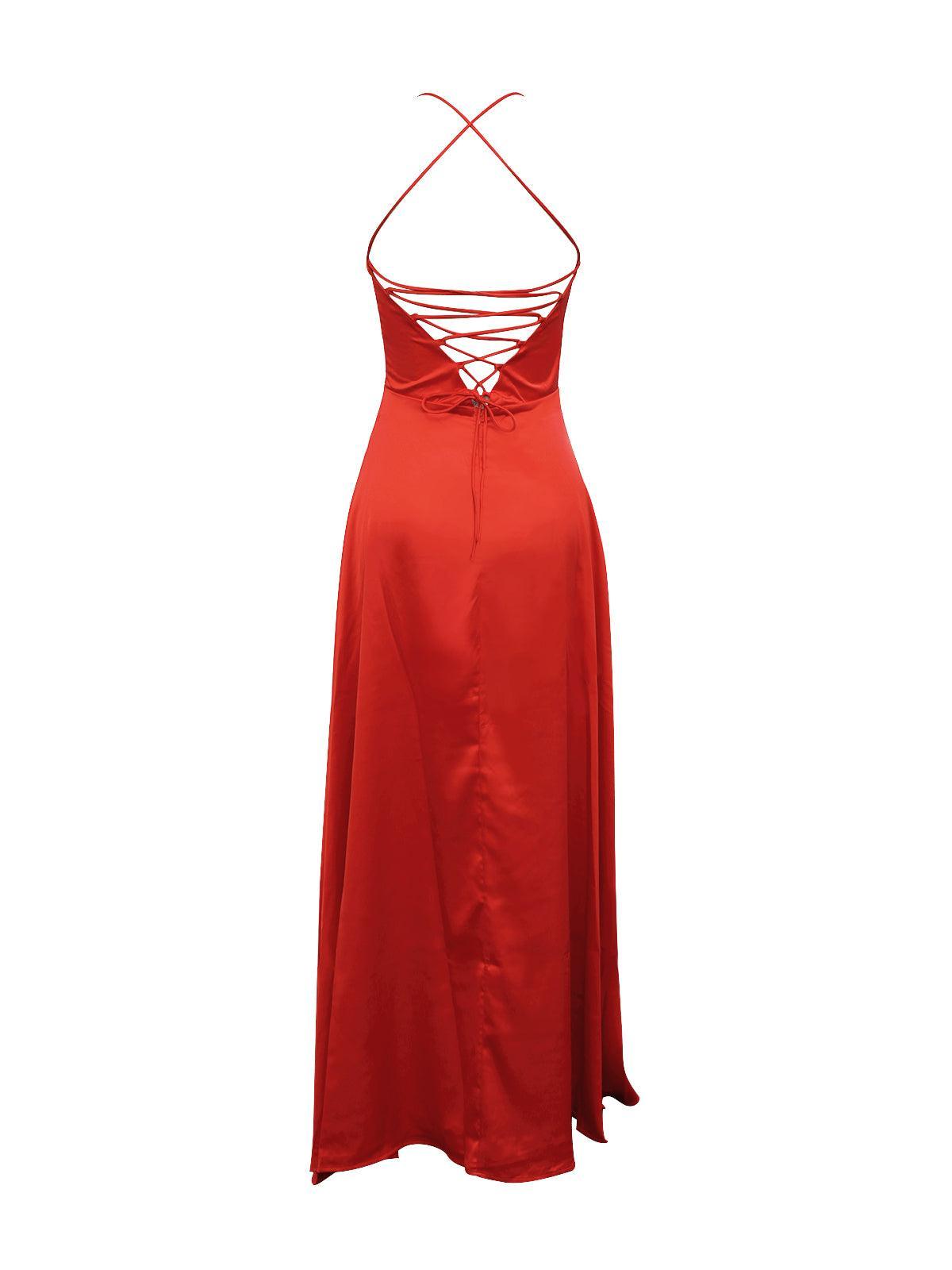 Jezebel Satin Plunge Split Maxi Dress - Mew Mews Fashion