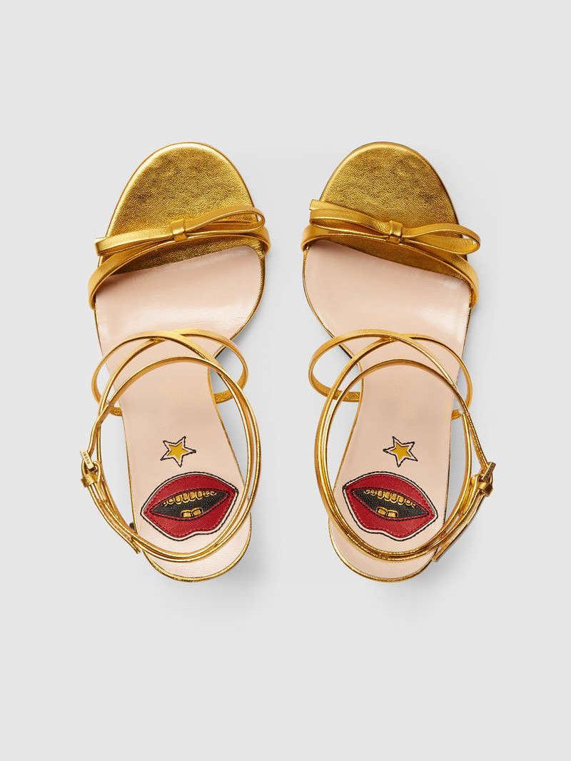 Juliette Metallic Snake Heel Sandals In Gold - Mew Mews Fashion