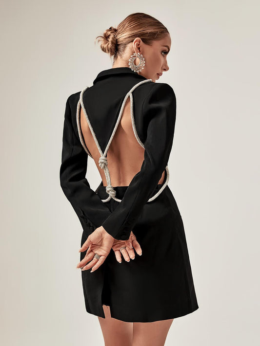 Juno Plunge Backless Blazer Dress - Mew Mews Fashion