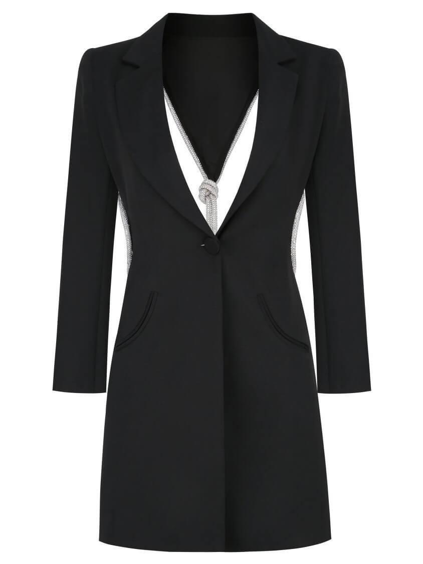 Juno Plunge Backless Blazer Dress - Mew Mews Fashion
