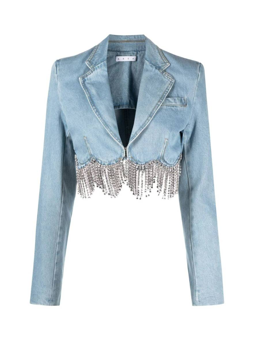 Kahlil Denim Chain Fringe Blazer
