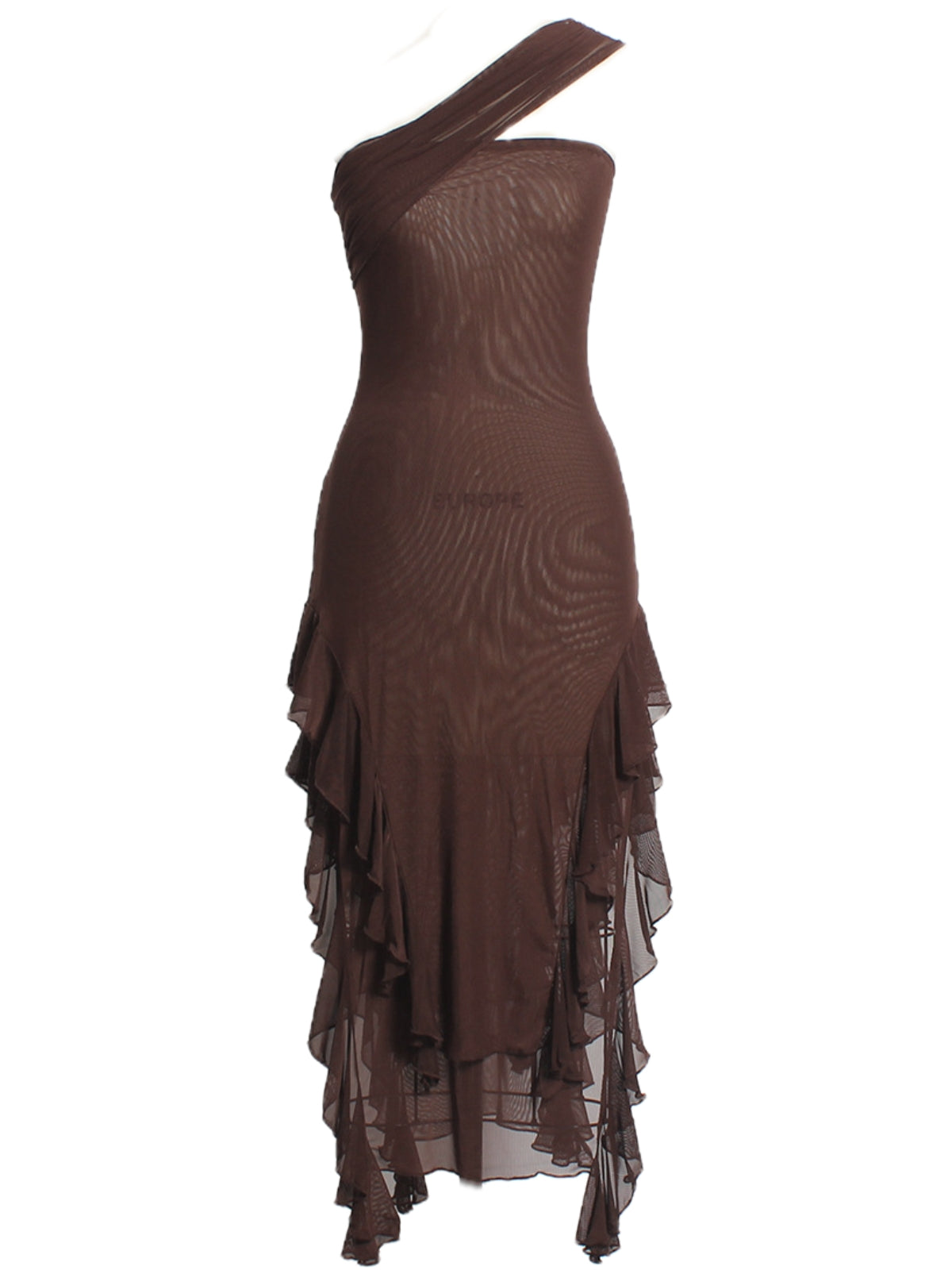 Kassiani Asymmetric See Through Ruffle Dress