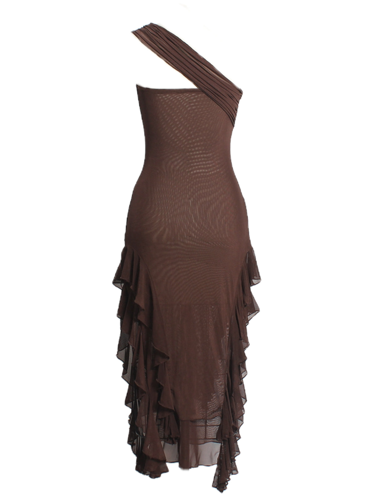 Kassiani Asymmetric See Through Ruffle Dress