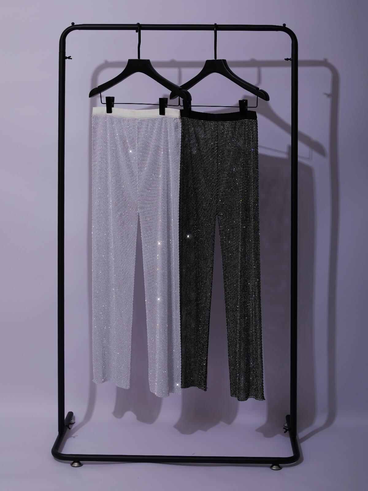 Kataleya Mesh Diamond Pants In Black - Mew Mews Fashion