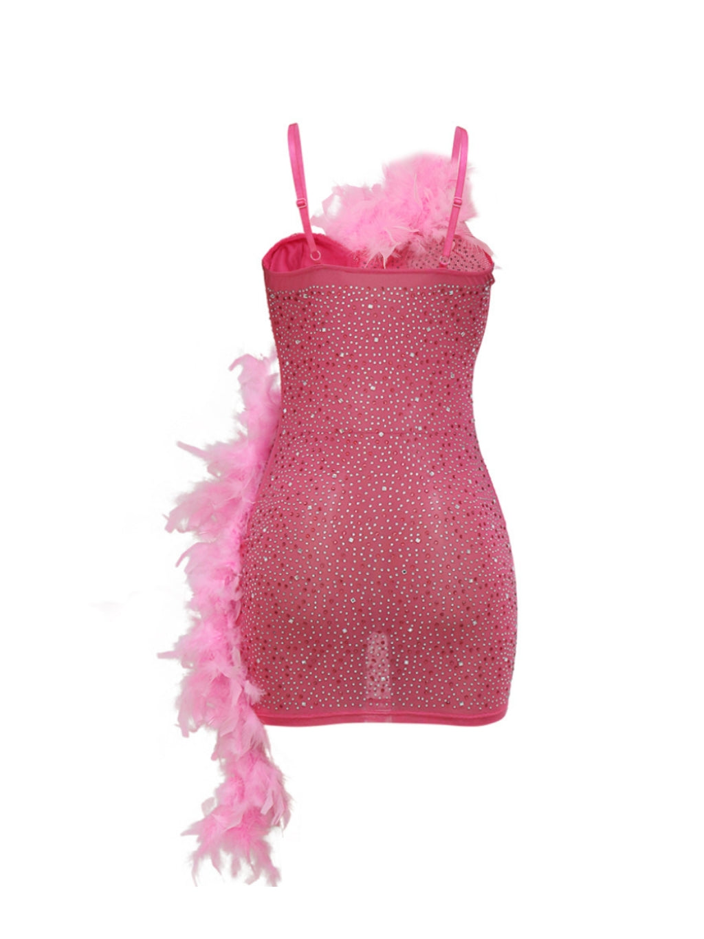 Keoni Asymmetric Feather Embellished Mini Dress