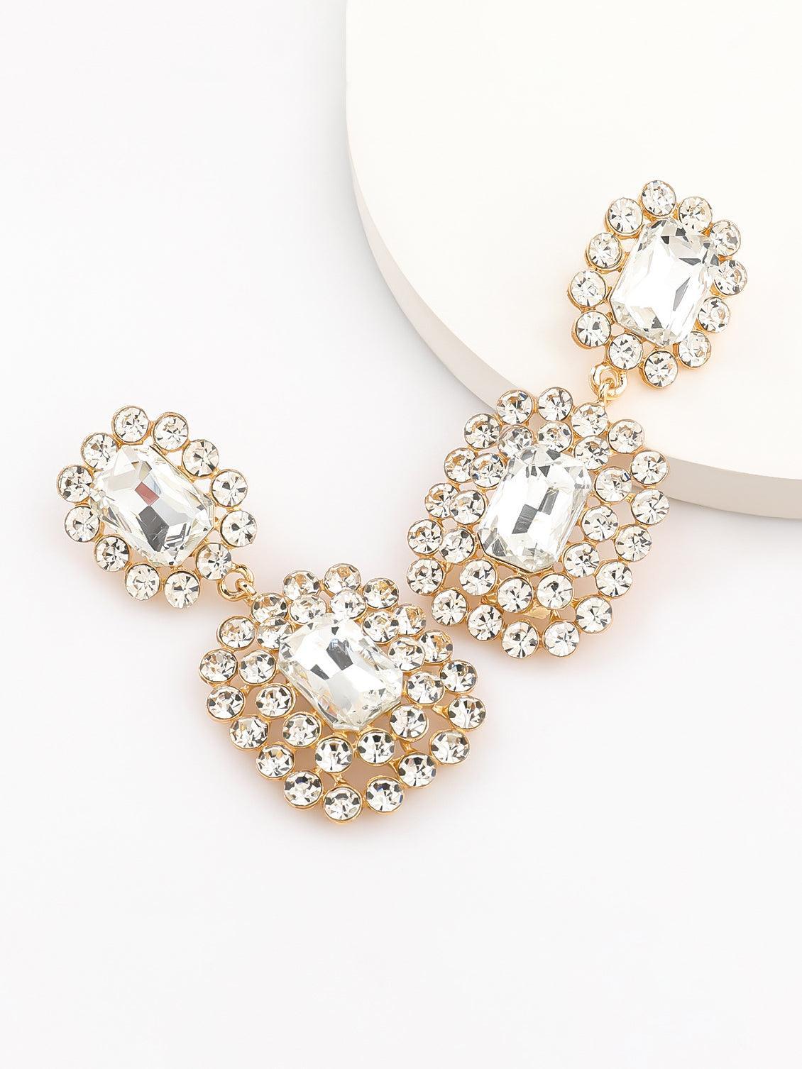 Layne Rhinestone Gem Drop Earrings - Mew Mews Fashion