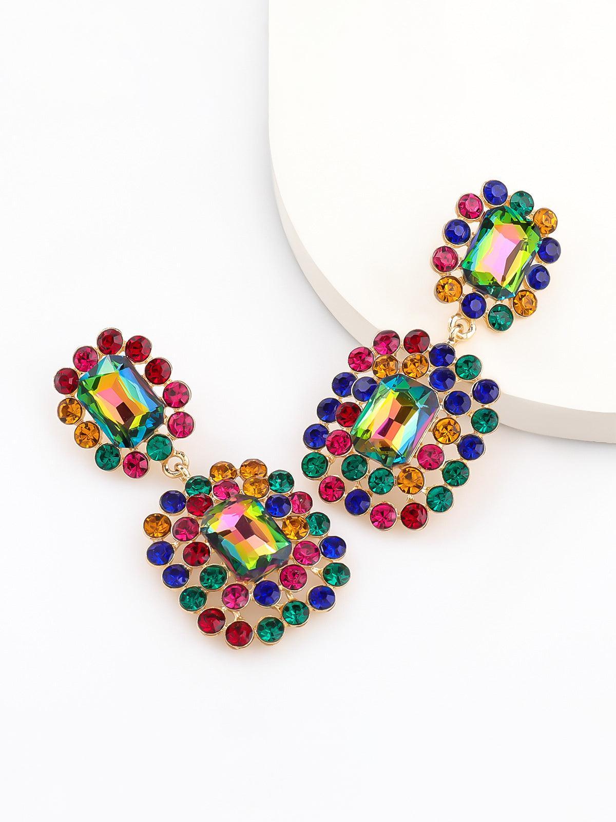 Layne Rhinestone Gem Drop Earrings - Mew Mews Fashion