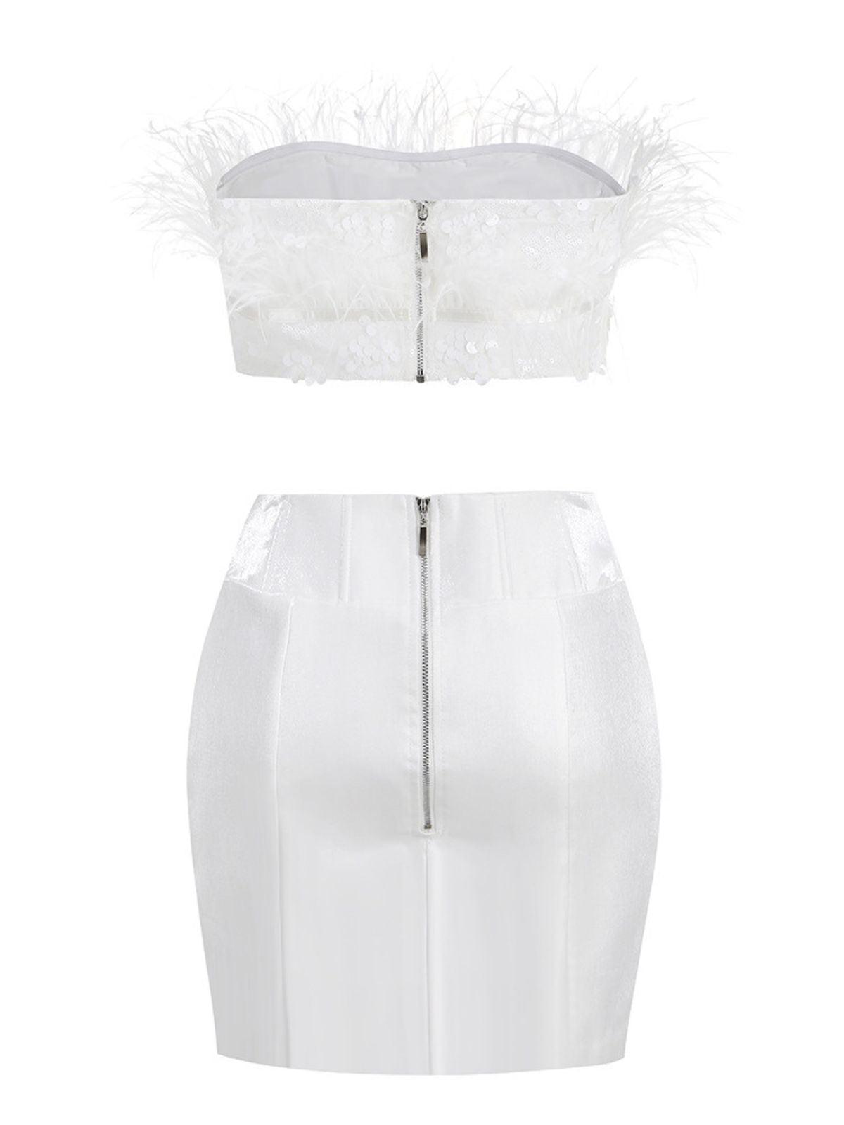 Leontine Crop Feather Set - Mew Mews Fashion