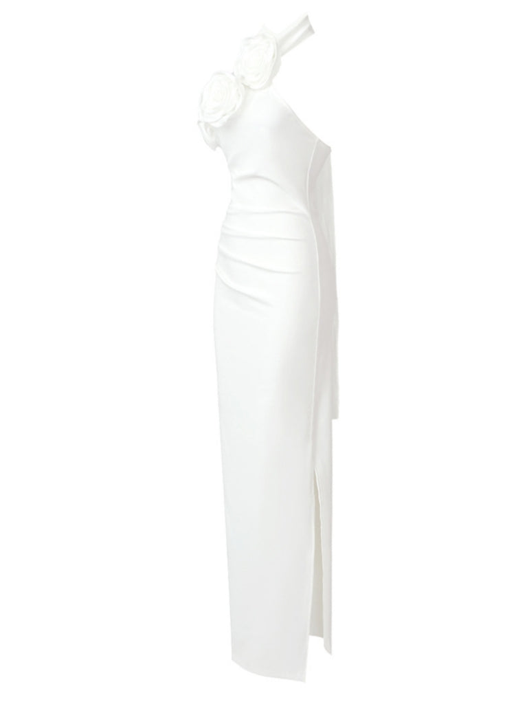 Lincoln Halterneck Draped Flower Maxi Dress