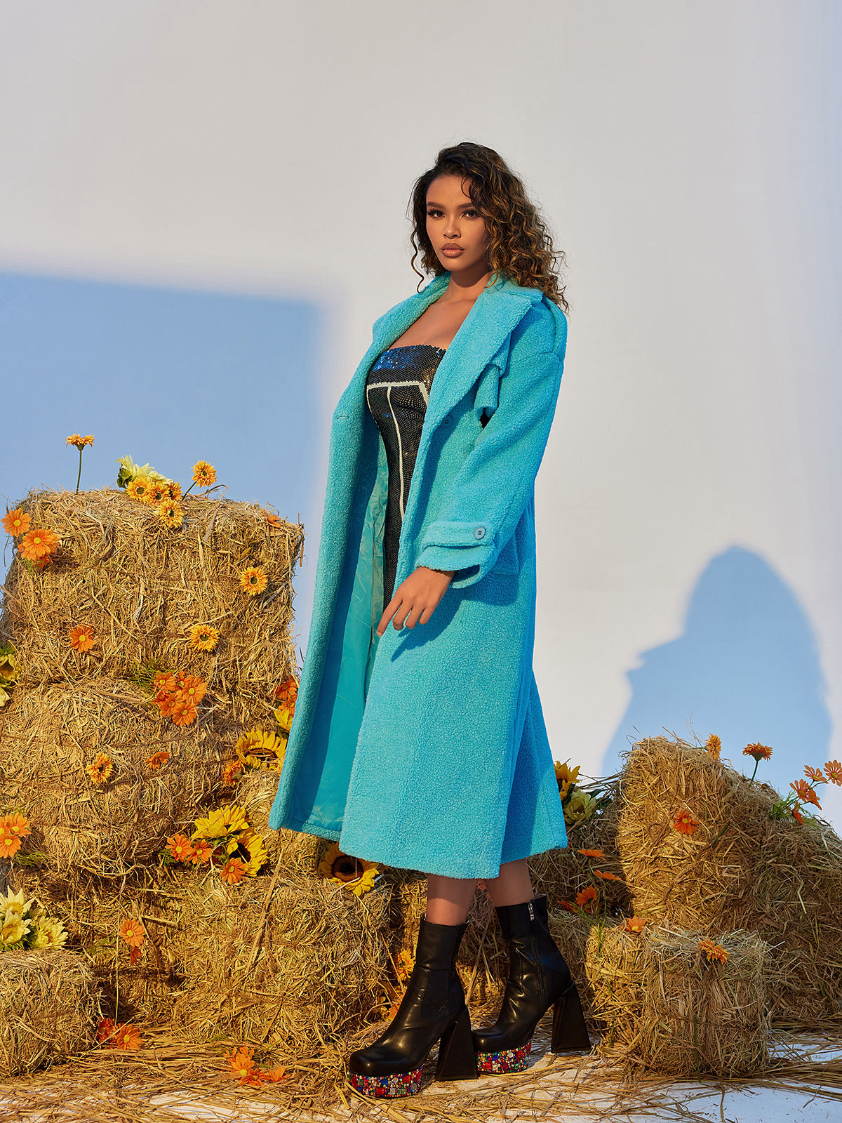 Loki Cutout Faux Fur Lapel Coat