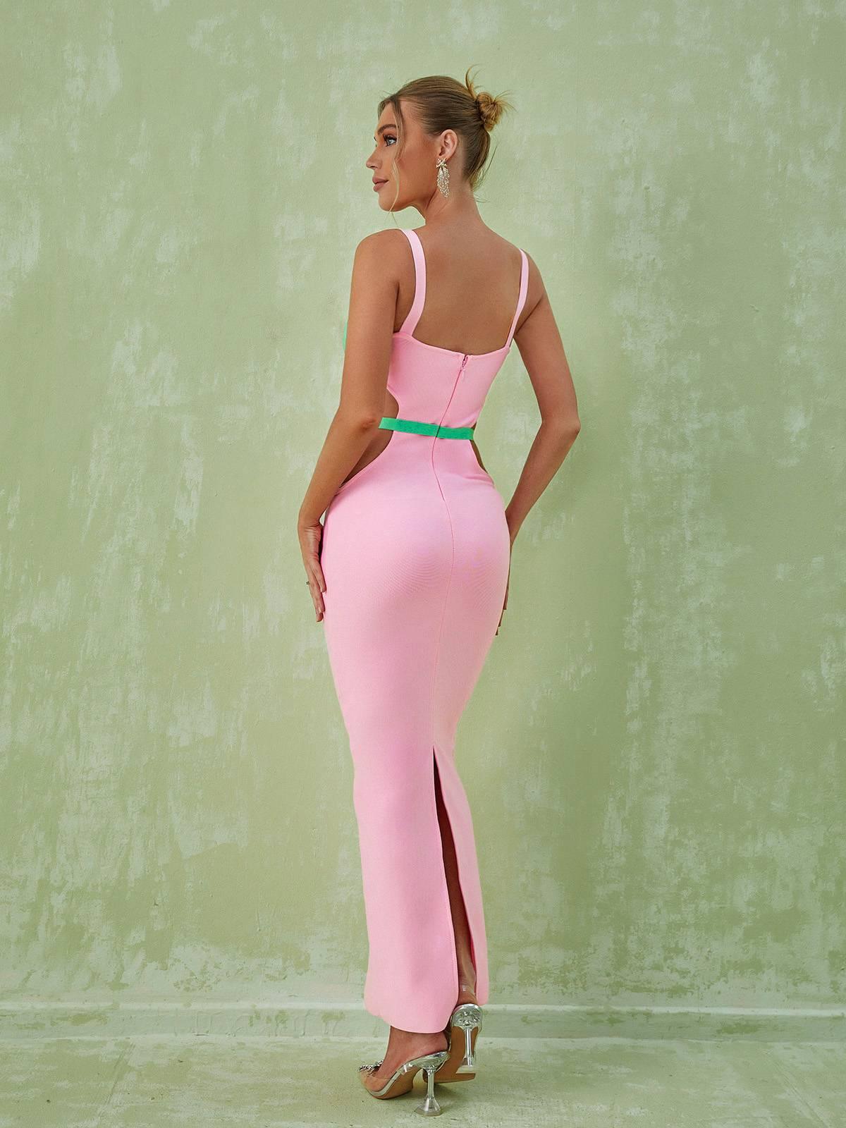 Margaux Embellished Cutout Maxi Dress In Pink - Mew Mews Fashion