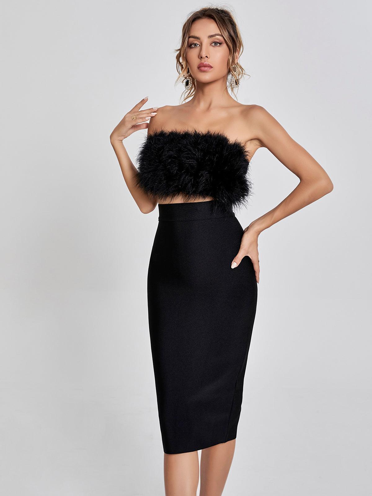 Mariam Bandage Pencil Skirt In Black - Mew Mews Fashion