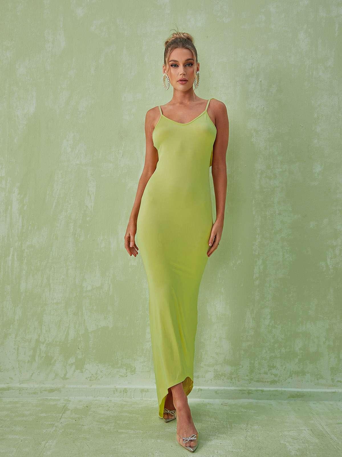 Marzia Backless Maxi Dress In Green - Mew Mews Fashion