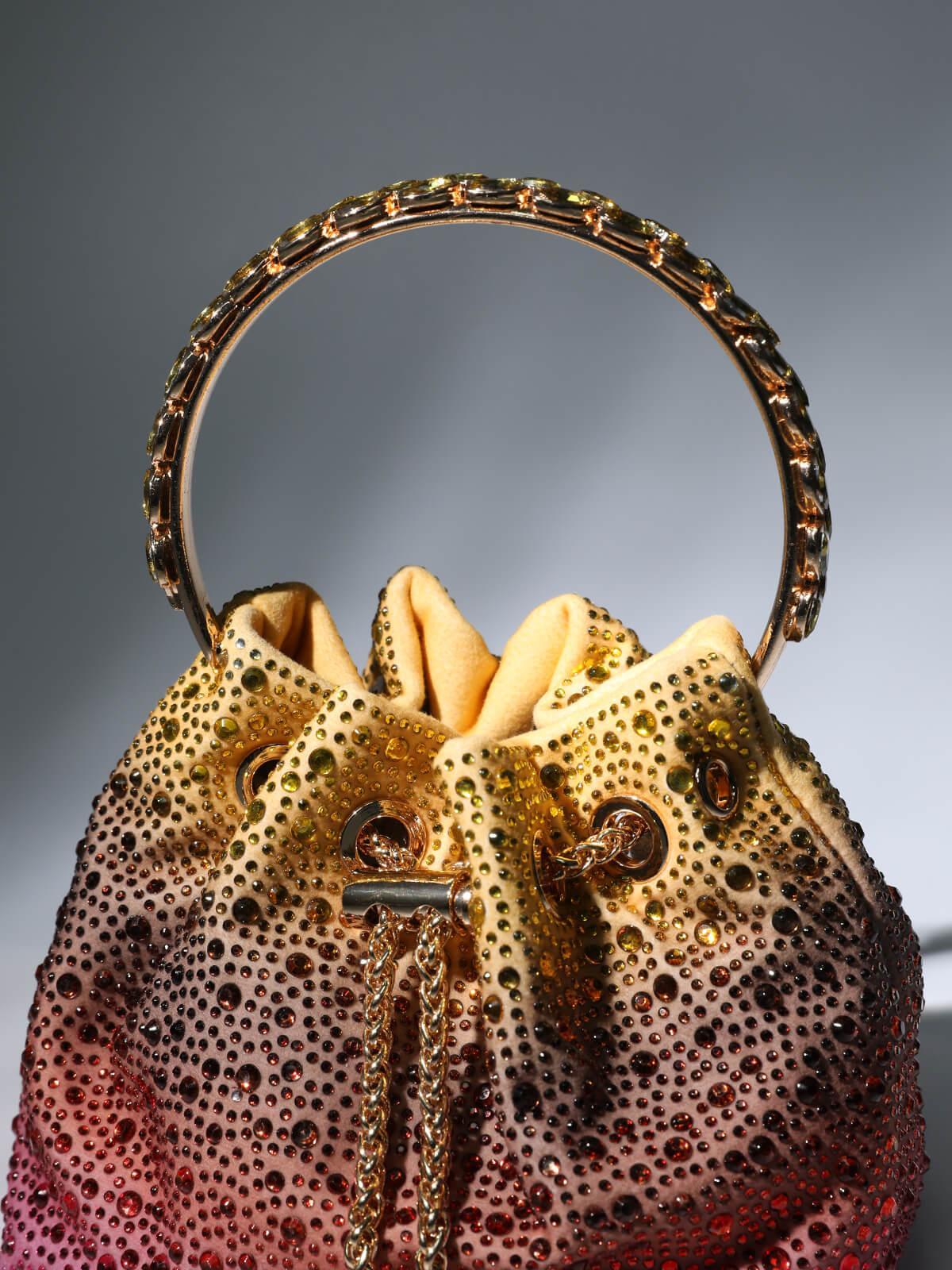 Mattea Crystal Embellished Bucket Bag In Ombre - Mew Mews Fashion