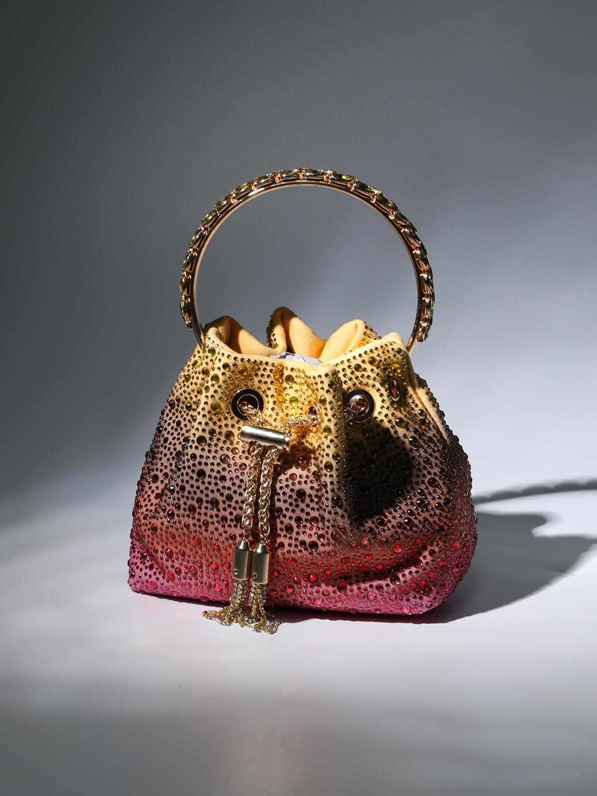 Mattea Crystal Embellished Bucket Bag In Ombre - Mew Mews Fashion