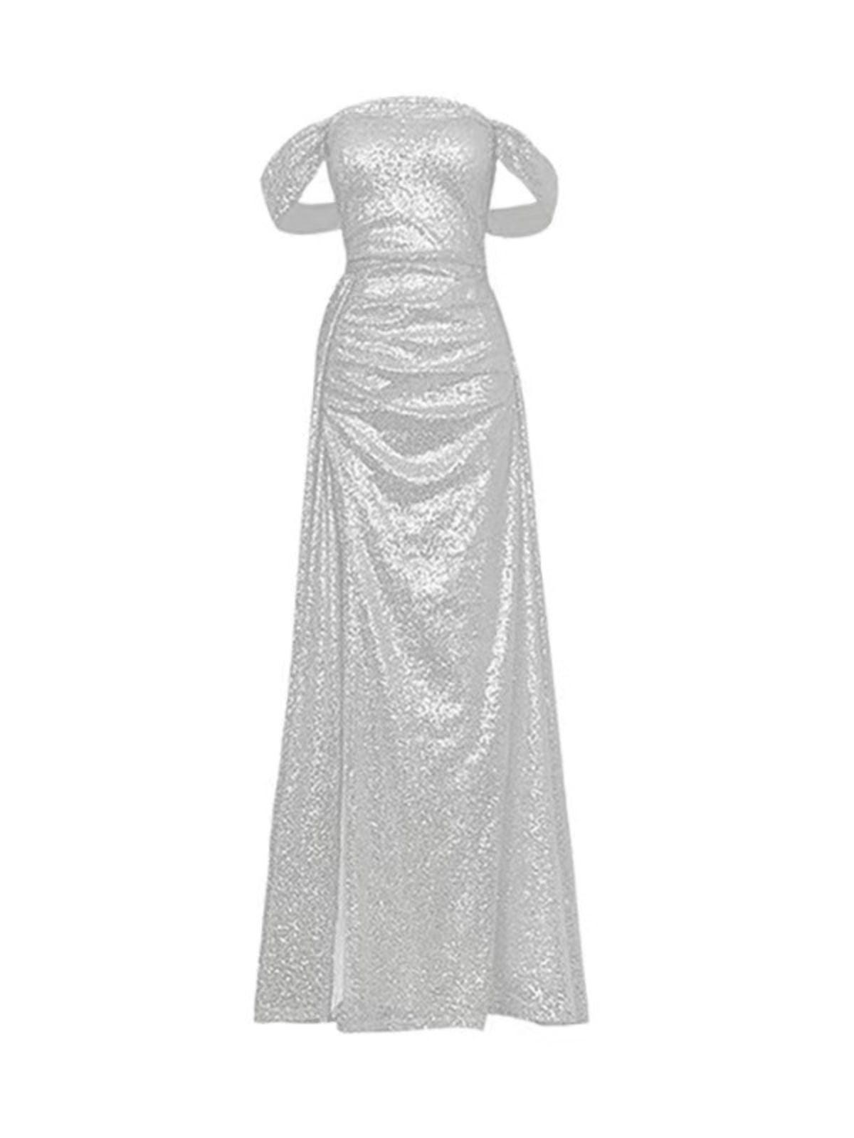 Mila Off Shoulder Sequin Split Maxi Dress - Mew Mews Fashion