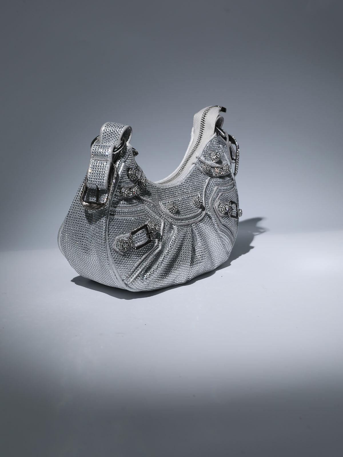 Misty Rhinestone Shoulder Bag In Silver - Mew Mews Fashion