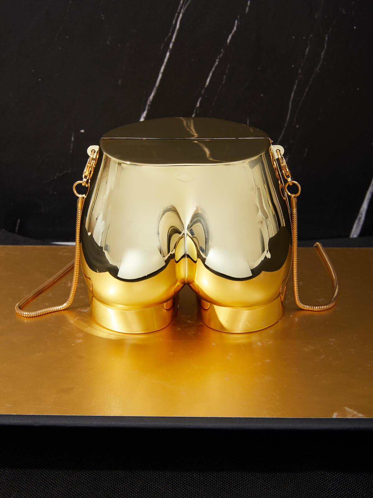 Morwenna Acrylic Butt Bag In Gold - Mew Mews Fashion