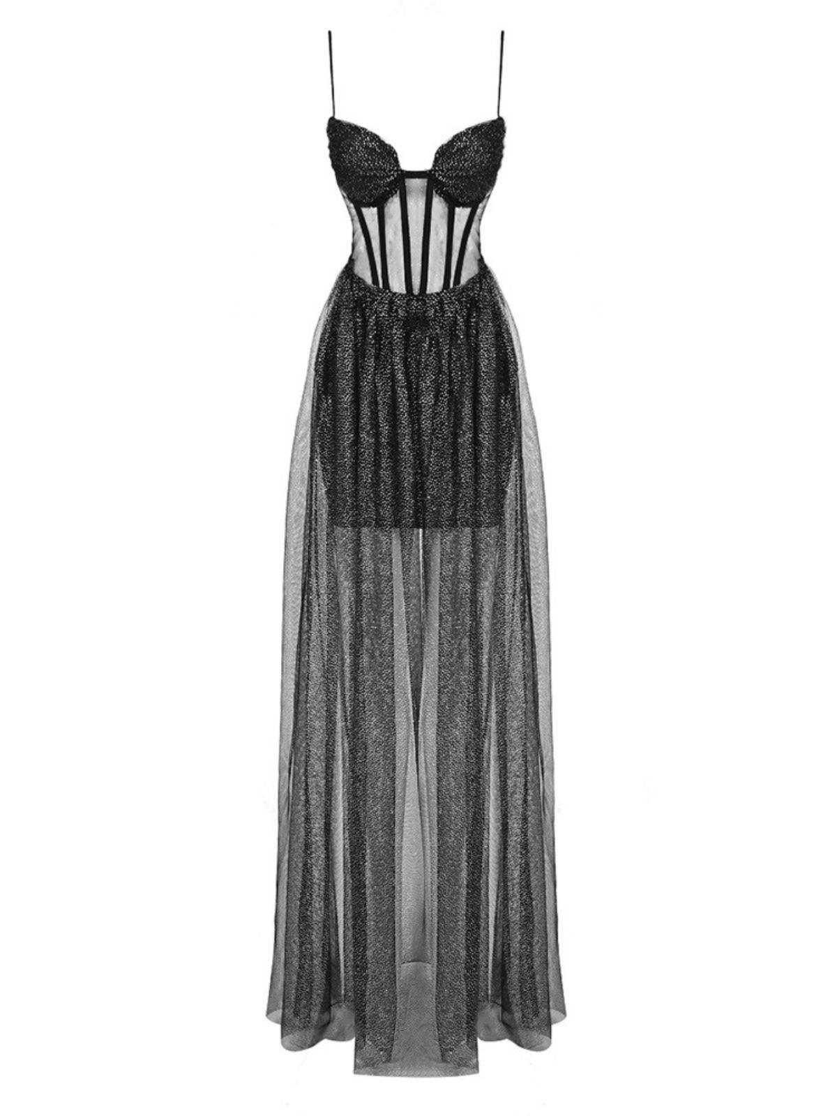 Nayana Spaghetti Sparkle Maxi Dress - Mew Mews Fashion