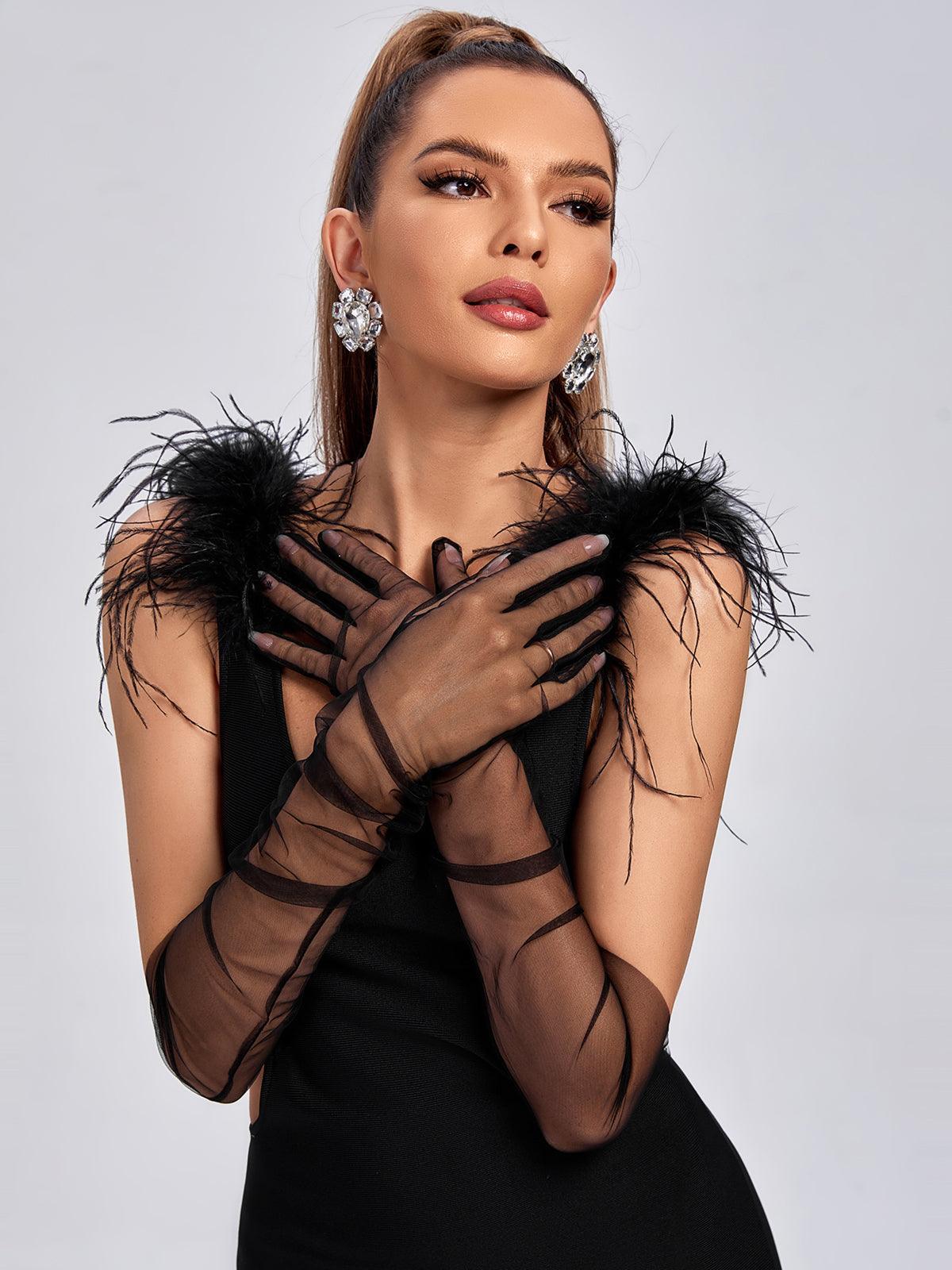 Nia Tulle Gloves In Black - Mew Mews Fashion
