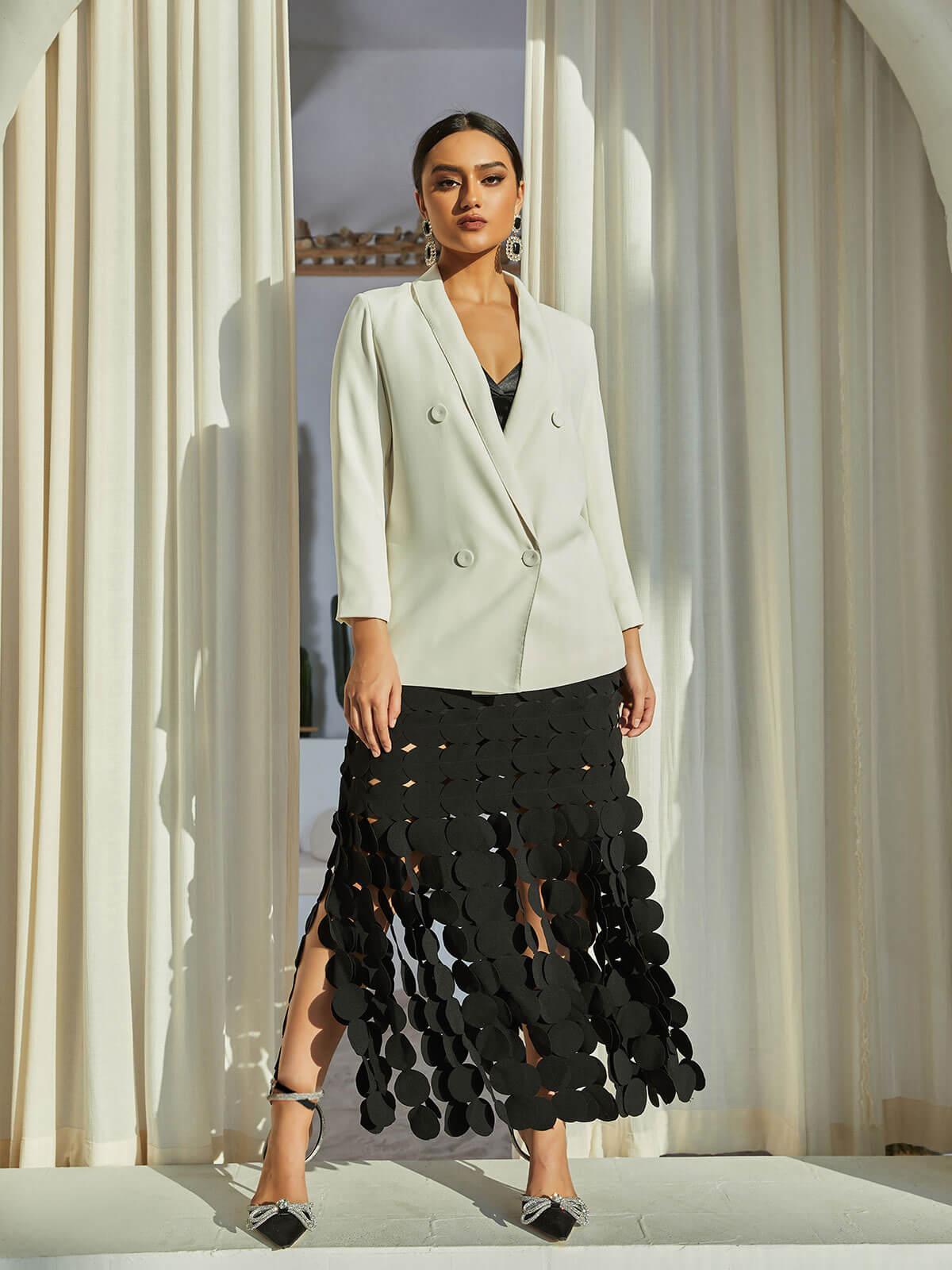 Nyx Circle Cutout Fringe Skirt In Black - Mew Mews Fashion