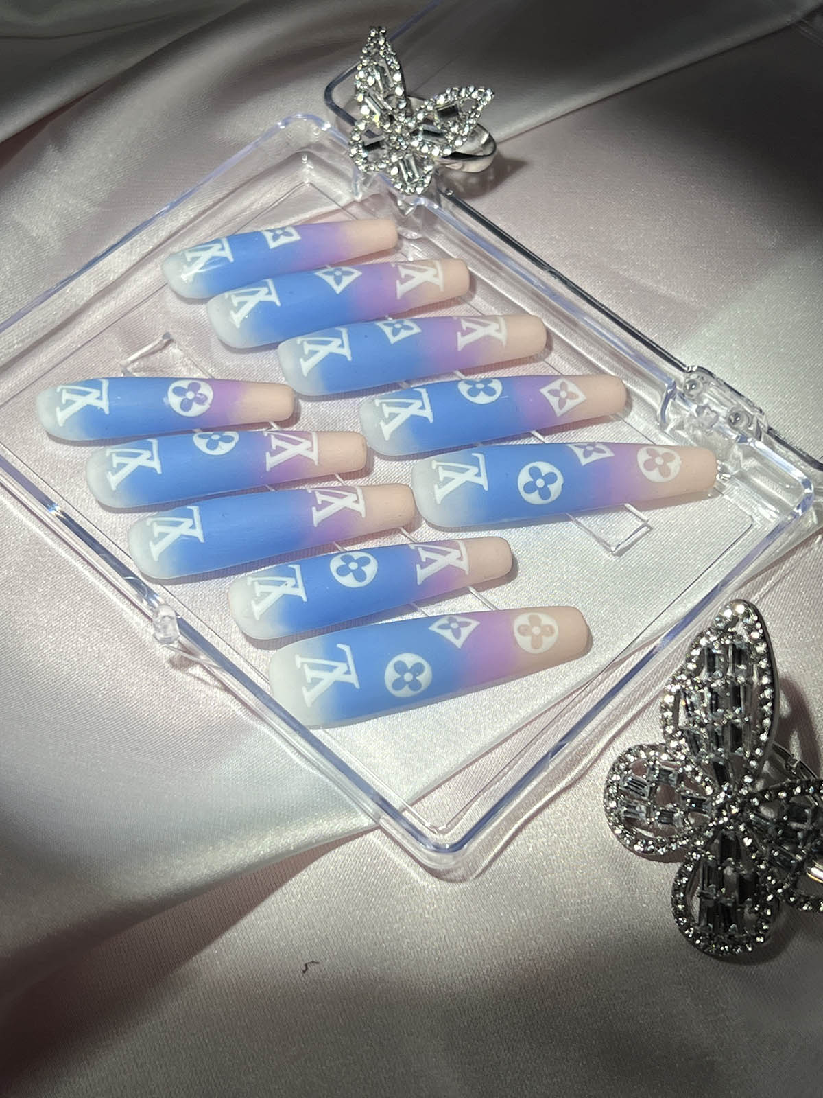 Ombre Letter Coffin Handmade Press On Nails