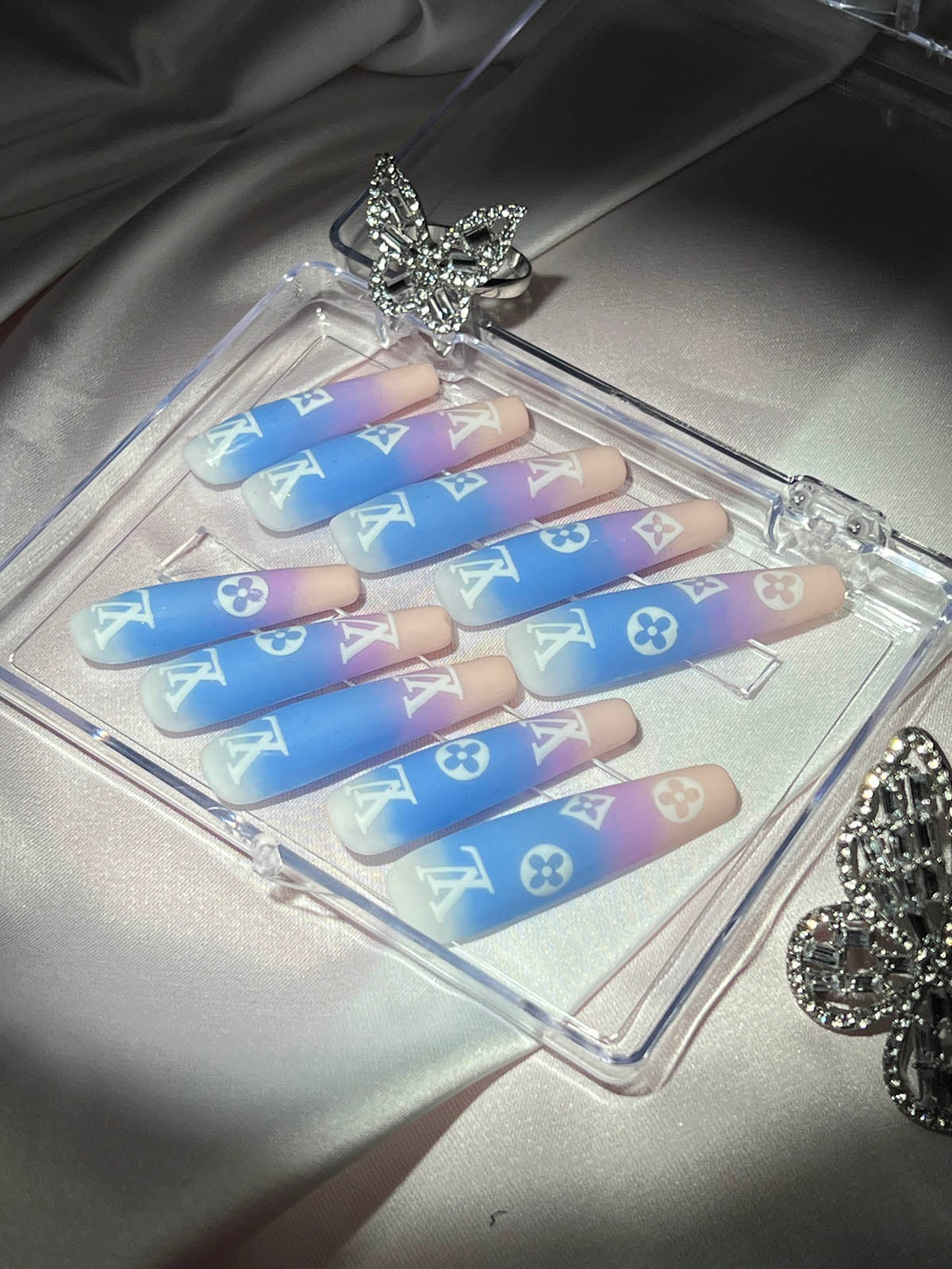 Ombre Letter Coffin Handmade Press On Nails