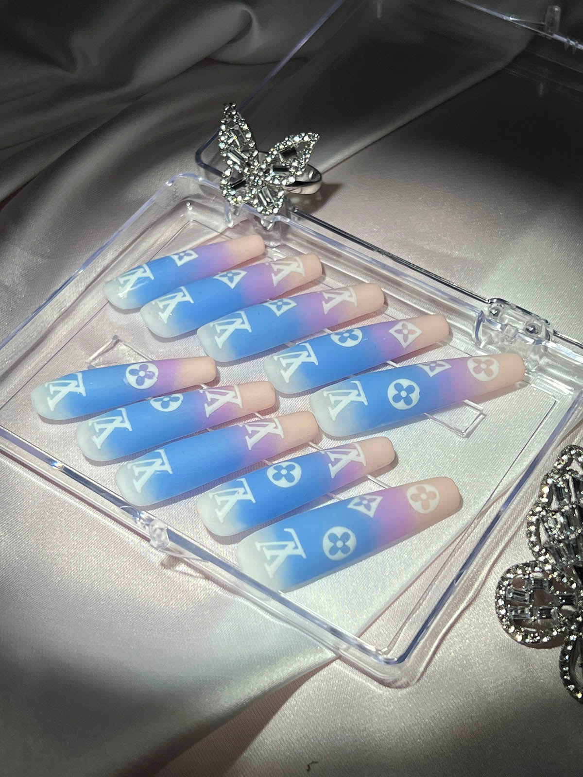Ombre Letter Coffin Handmade Press On Nails