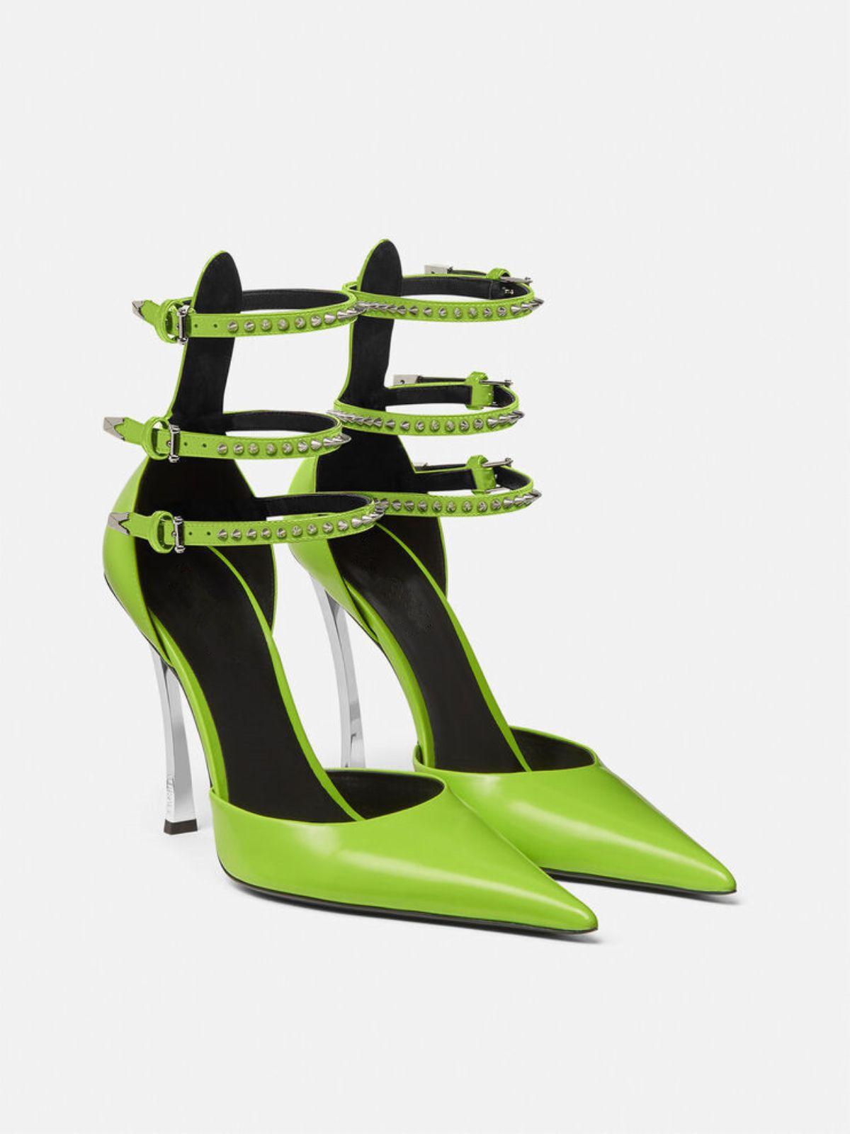 Oriane Rhinestone Heels In Green - Mew Mews Fashion