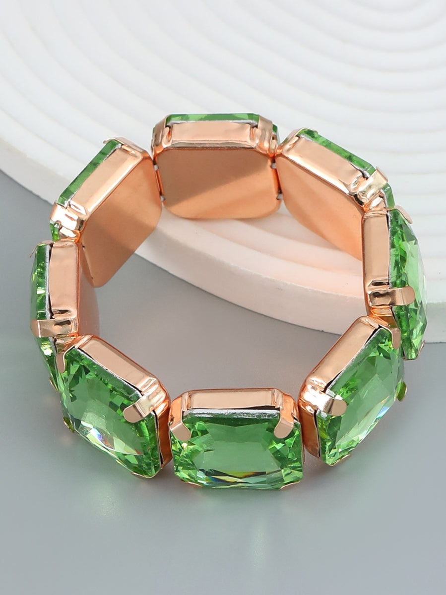 Parris Green Square Rhinestone Bracelet