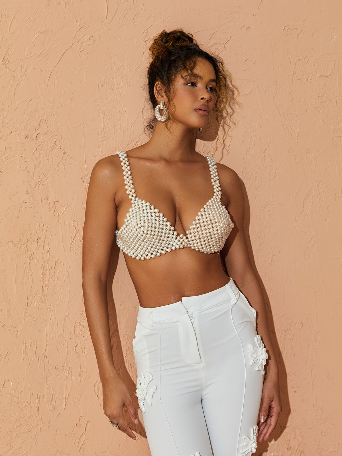 Ravenna Pearl Bustier Top In White