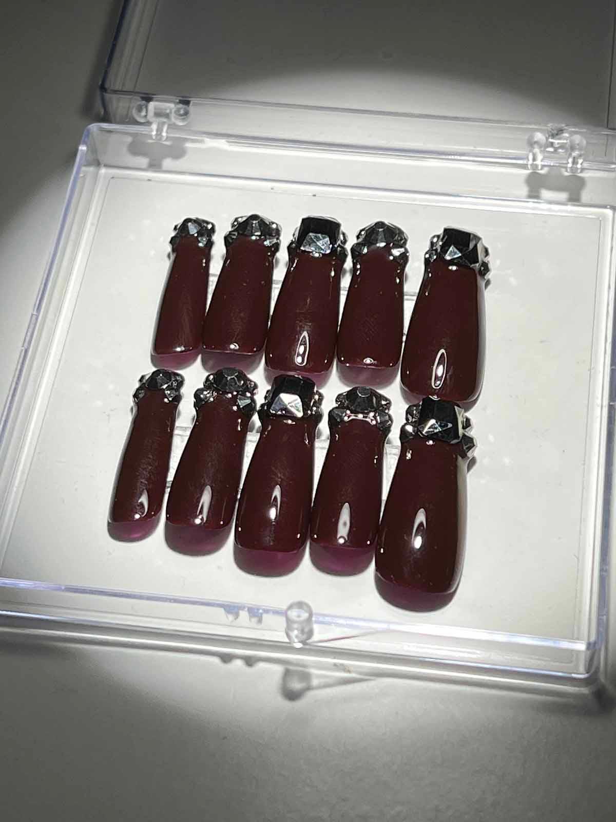 Crystal Wine Coffin Handmade Press On Nails - Mew Mews Fashion