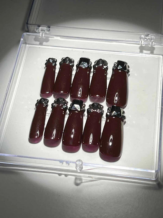 Crystal Wine Coffin Handmade Press On Nails - Mew Mews Fashion