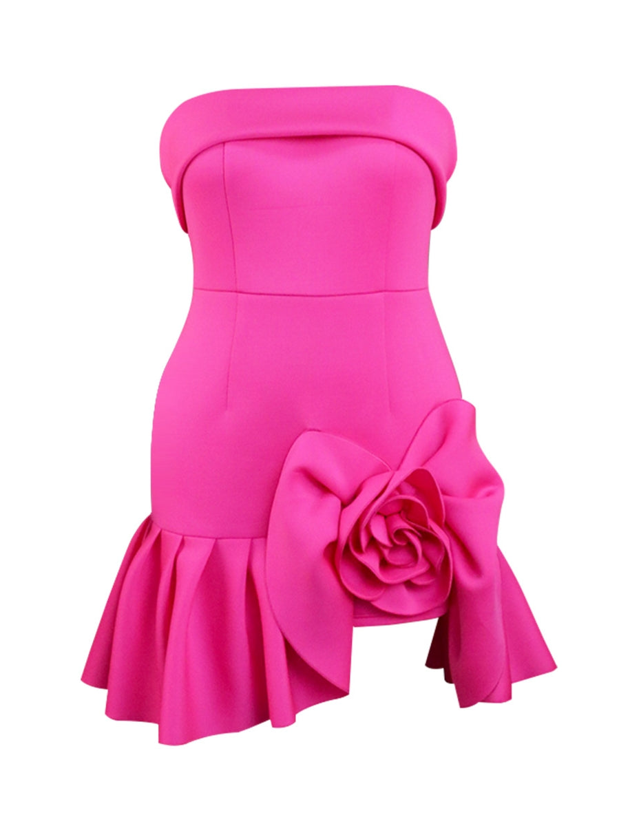 Ridge Strapless Ruched Mini Dress