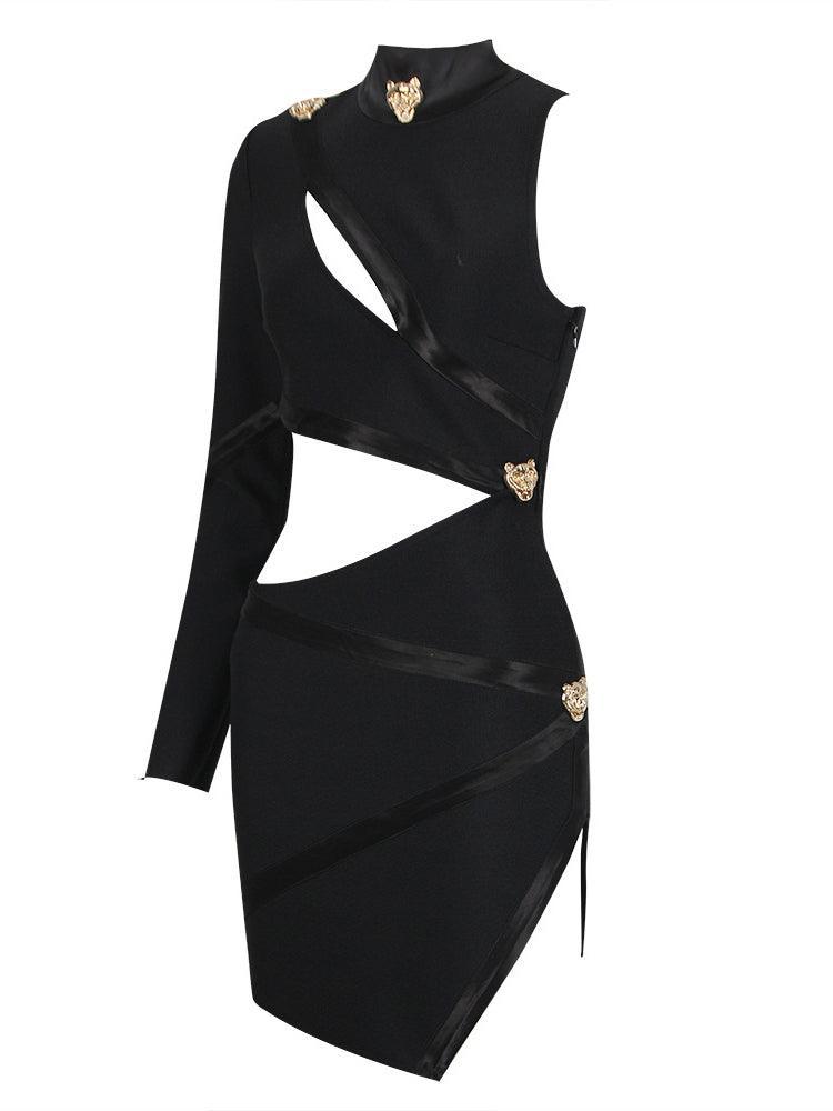 Riva One Shoulder Cutout Bandage Dress - Mew Mews Fashion