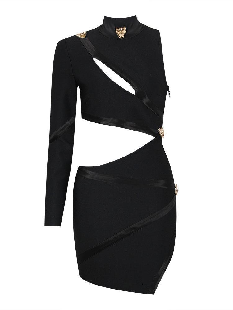 Riva One Shoulder Cutout Bandage Dress - Mew Mews Fashion