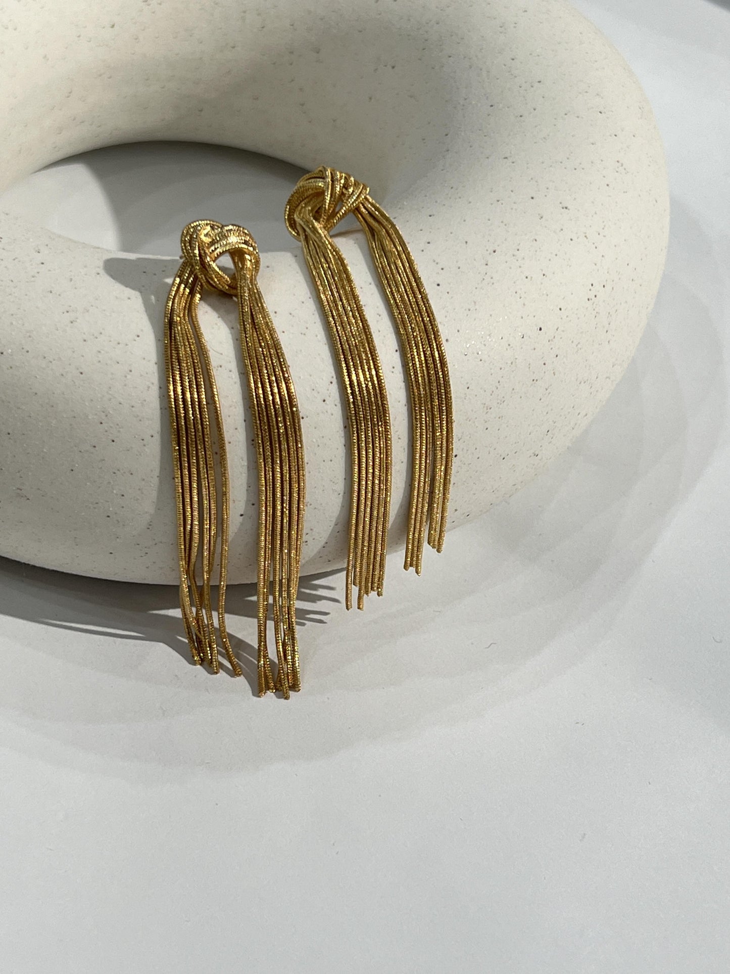 Riviera Gold Tied Tassel Earrings
