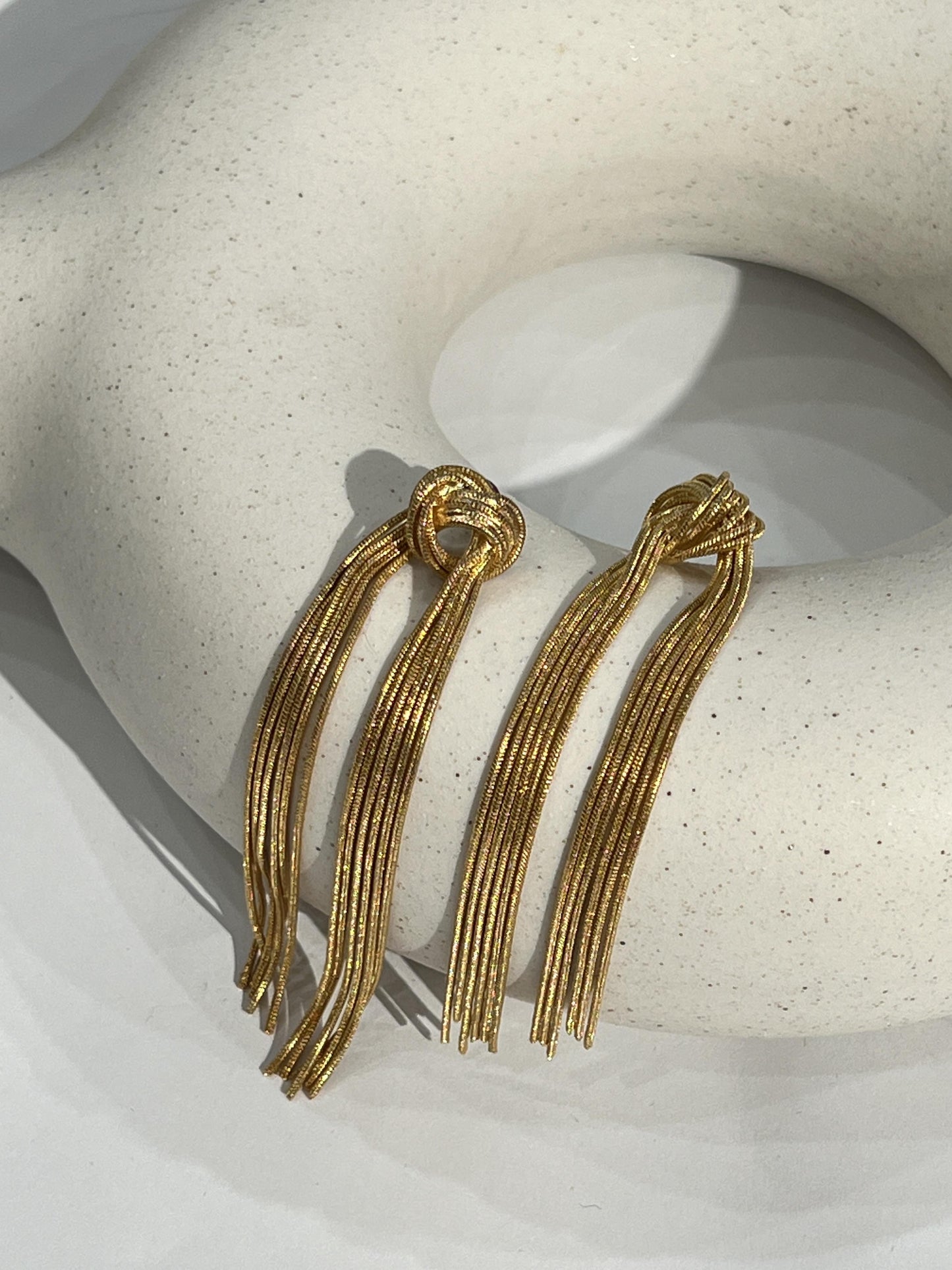 Riviera Gold Tied Tassel Earrings