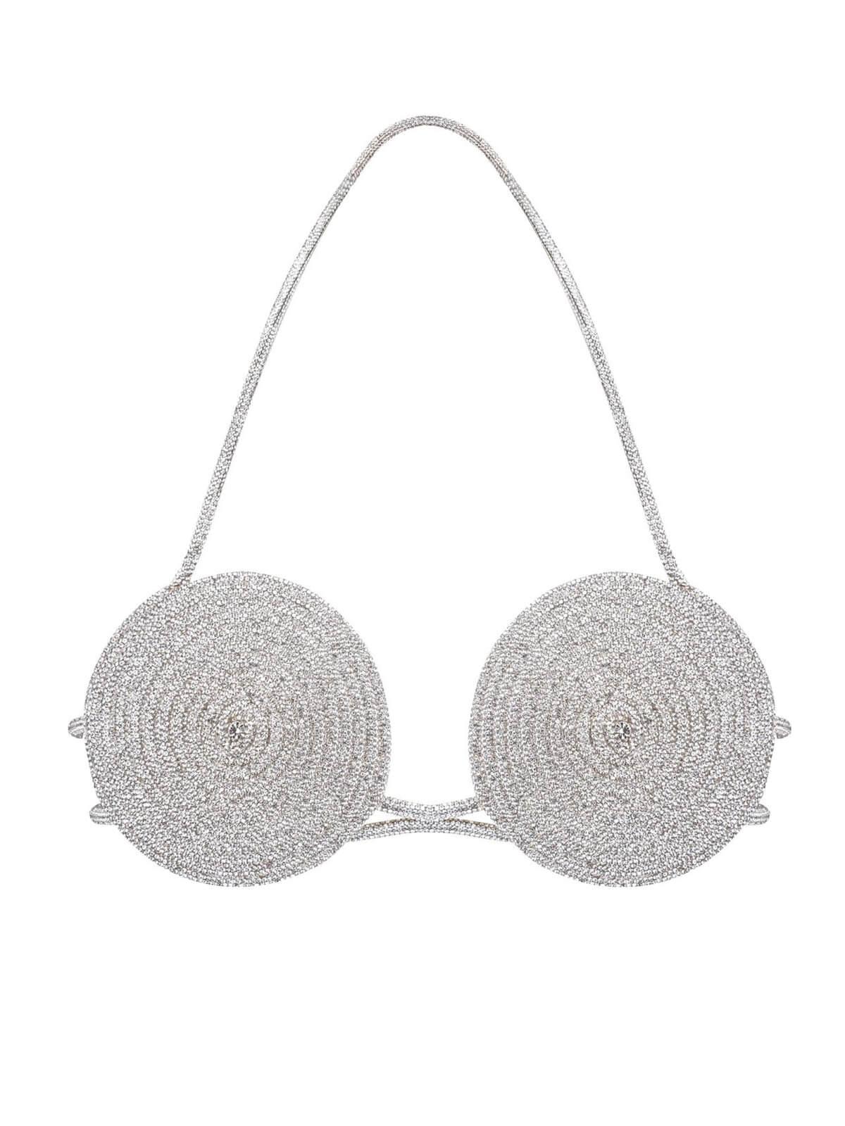 Rooney Spiral Crystal Bustier Top In Silver - Mew Mews Fashion