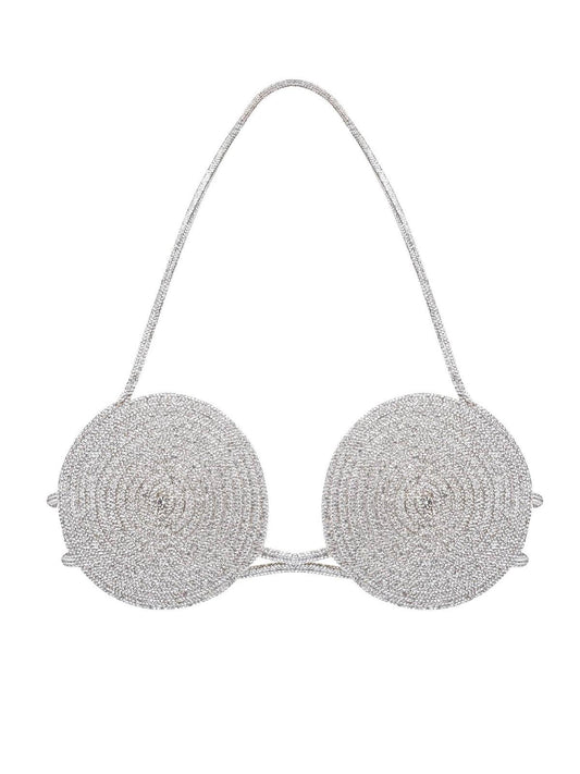 Rooney Spiral Crystal Bustier Top In Silver - Mew Mews Fashion